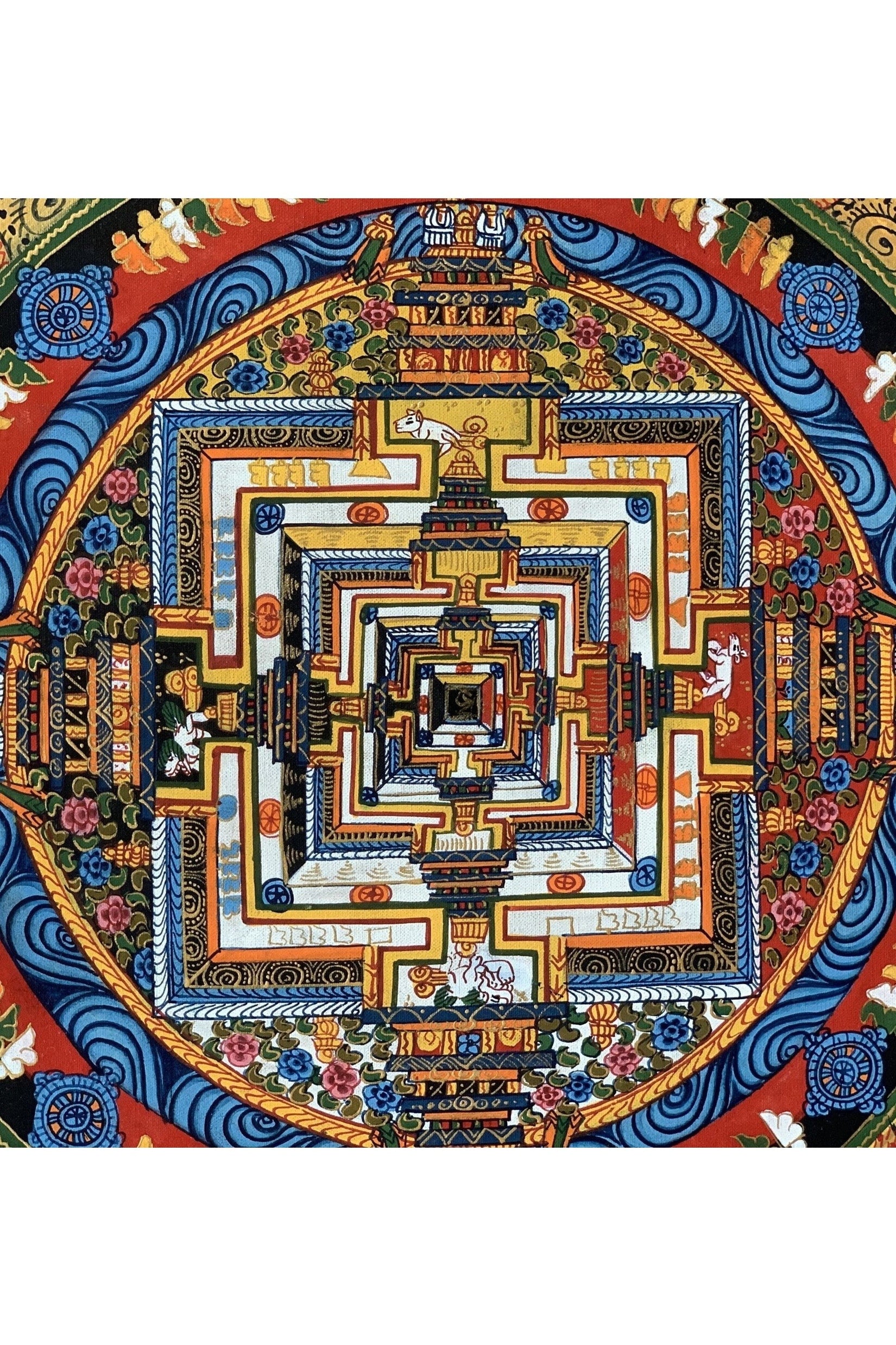 Wheel of Life, Wheel of Time, Kalachakra Mandala, Hand - painted, Tibetan Thangka Painting, Original Art 13 x 13 Inch - Tibetan Thangka Art