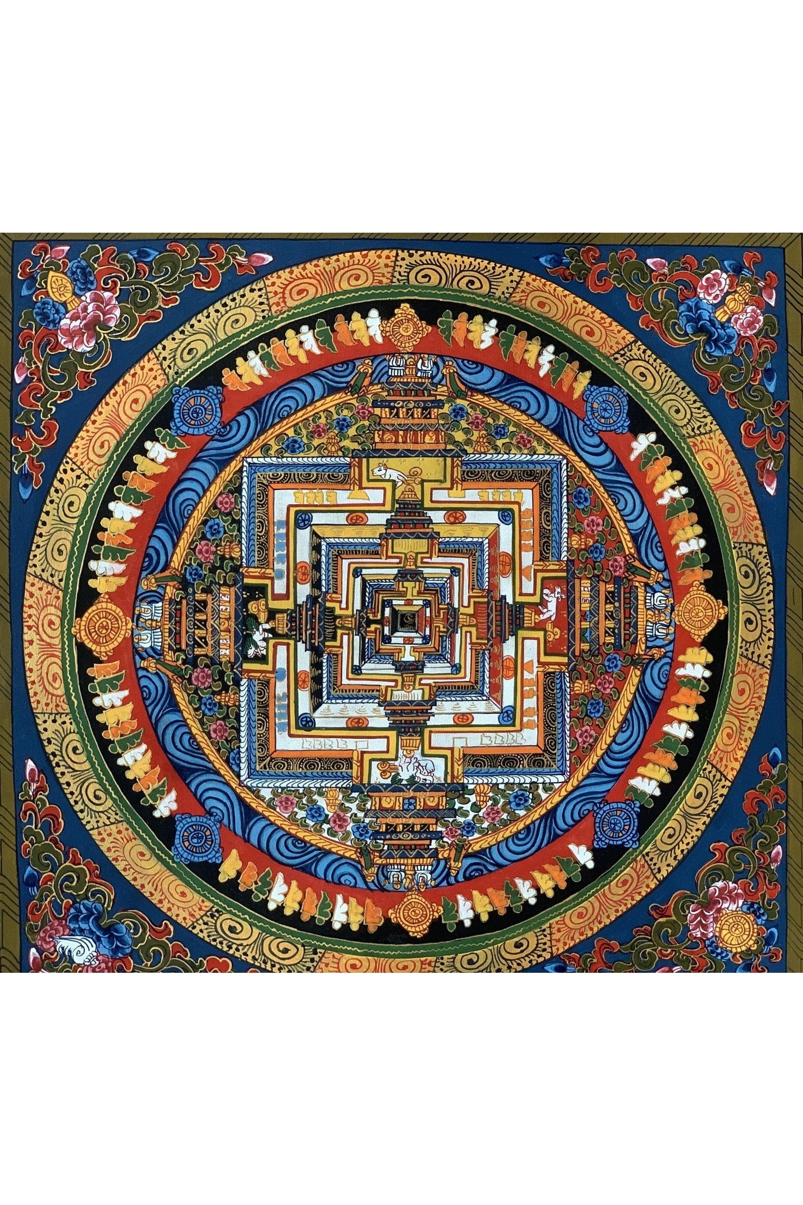 Wheel of Life, Wheel of Time, Kalachakra Mandala, Hand - painted, Tibetan Thangka Painting, Original Art 13 x 13 Inch - Tibetan Thangka Art