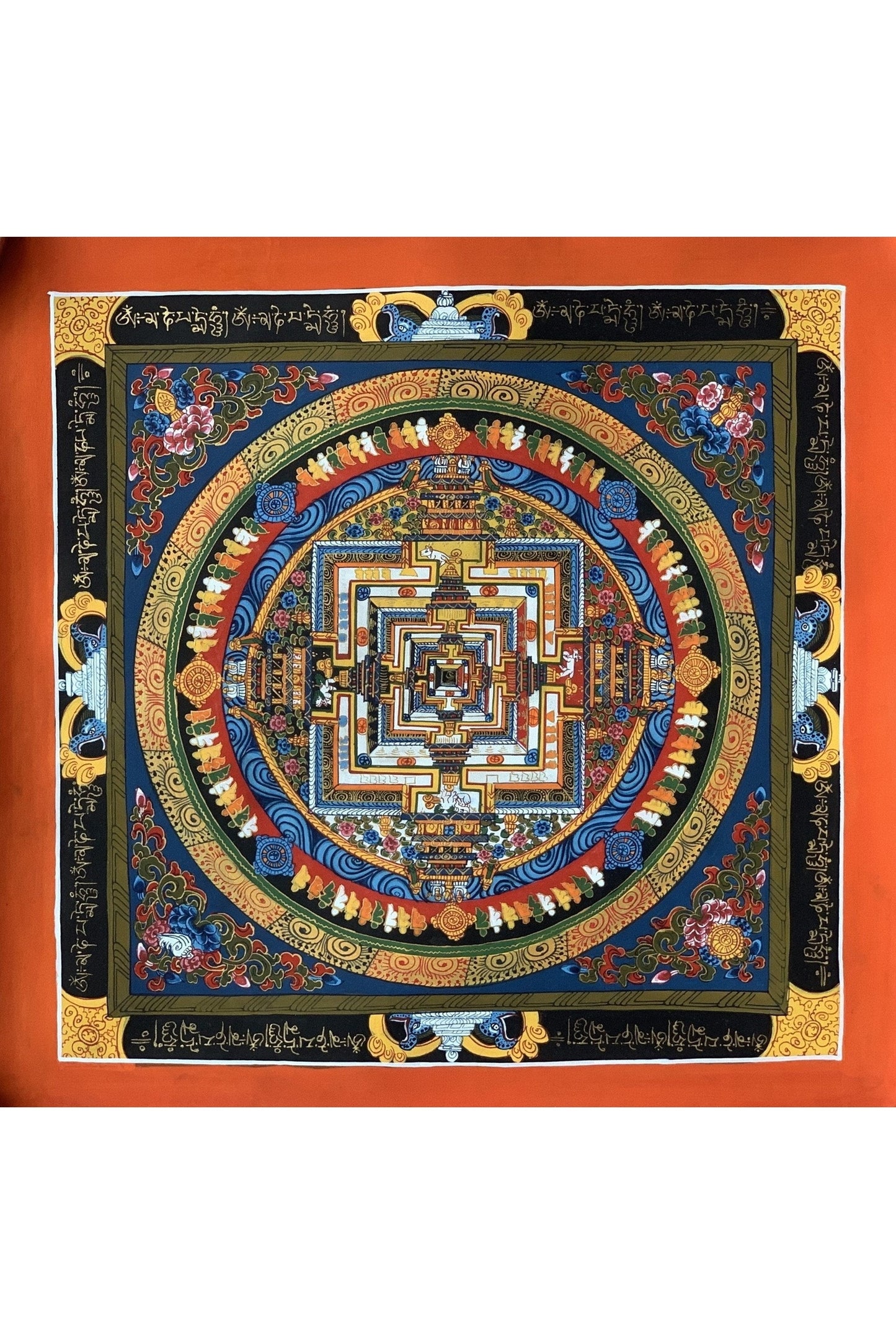 Wheel of Life, Wheel of Time, Kalachakra Mandala, Hand - painted, Tibetan Thangka Painting, Original Art 13 x 13 Inch - Tibetan Thangka Art