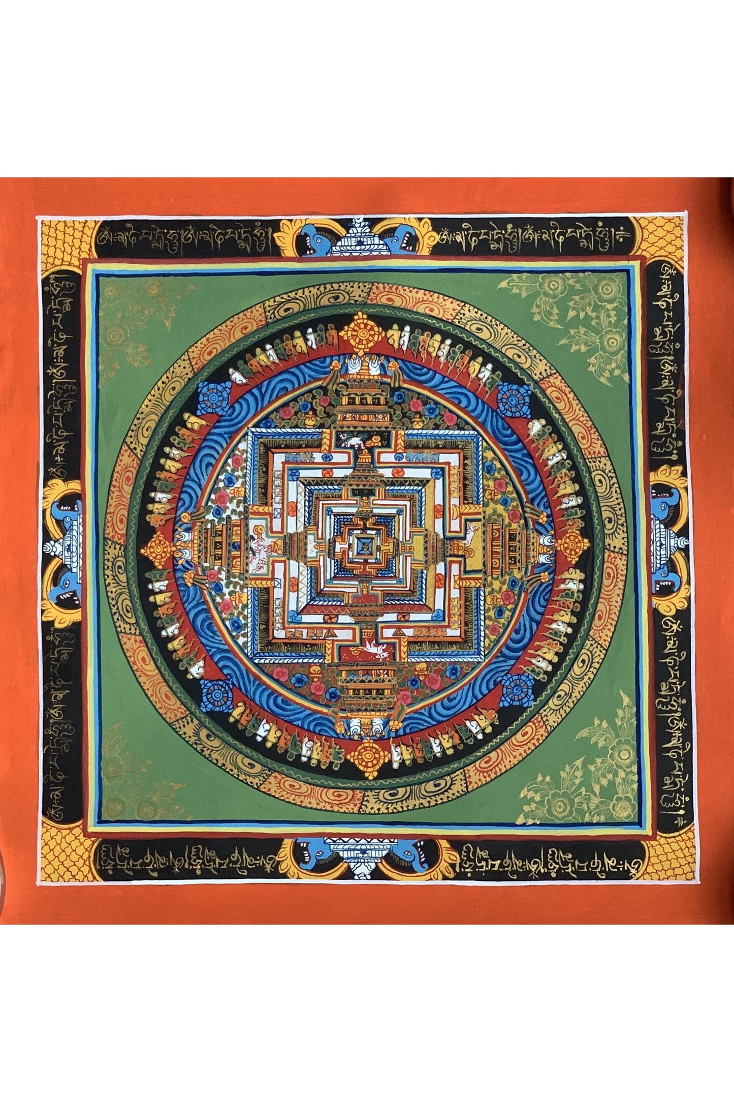 Wheel of Life, Wheel of Time, Kalachakra Mandala, Tibetan Thangka Painting, Original Art 13 x 13 Inch - Tibetan Thangka Art