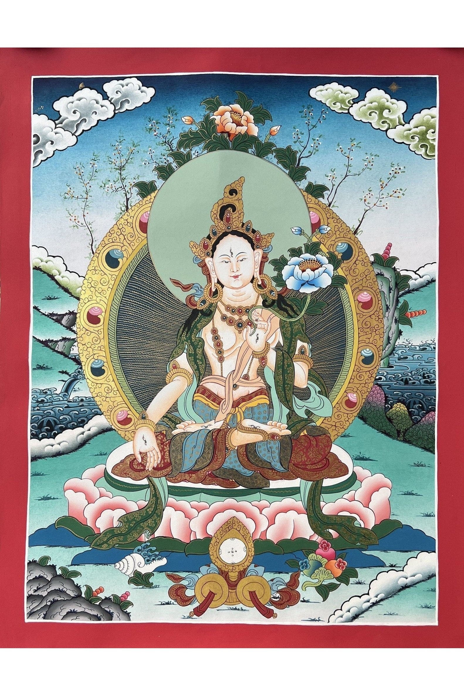 White Tara Mother Goddess High - Quality Masterpiece Tibetan Thangka Painting/ Original Hand - painting/ Meditation Art - Tibetan Thangka Art