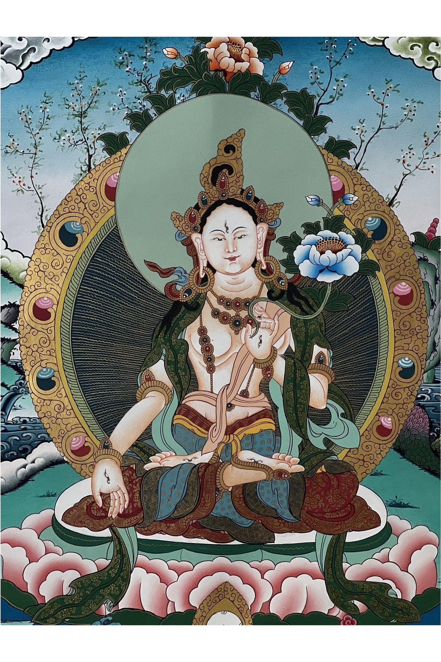 White Tara Mother Goddess High - Quality Masterpiece Tibetan Thangka Painting/ Original Hand - painting/ Meditation Art - Tibetan Thangka Art