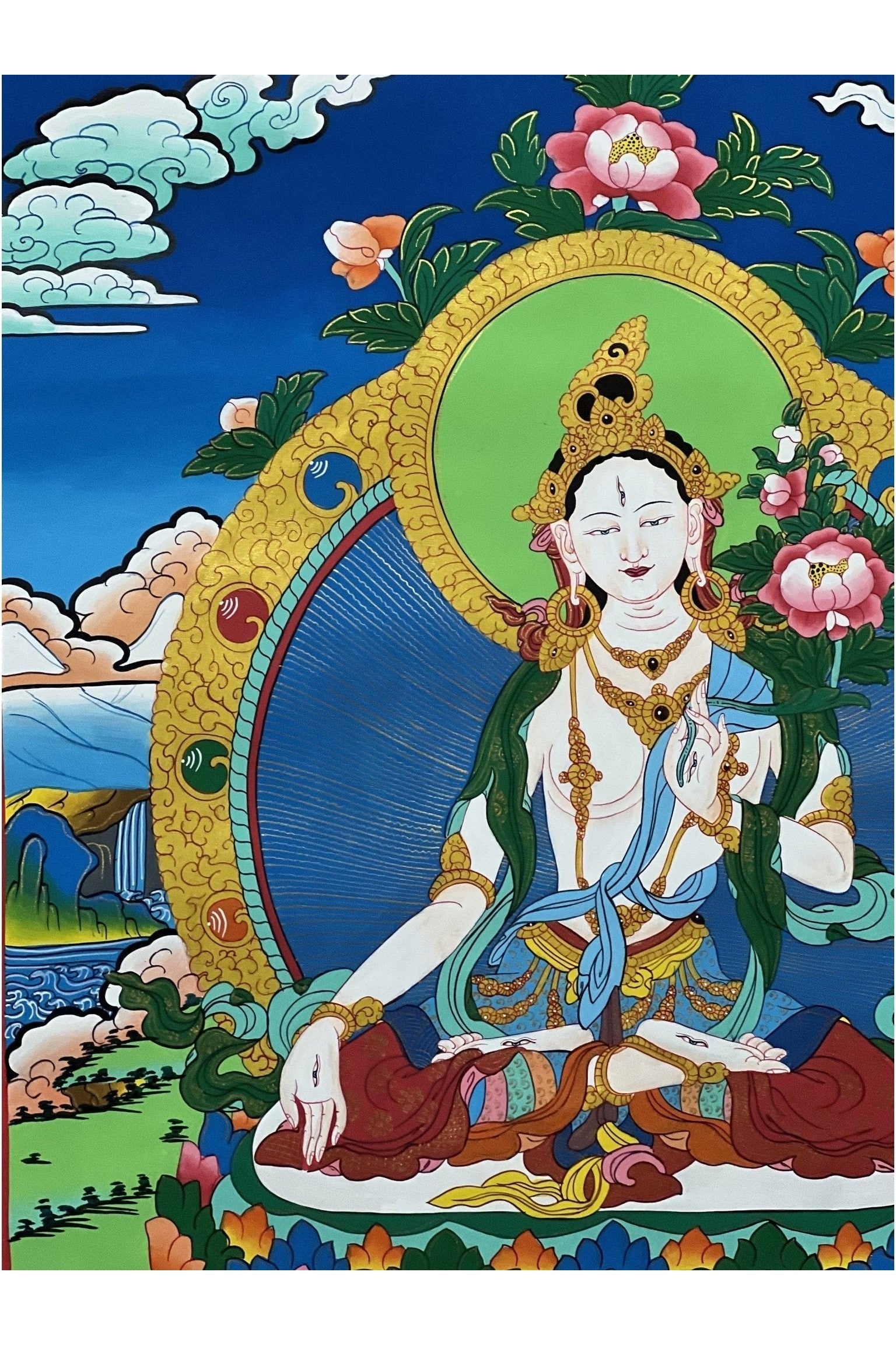 White Tara/Mother Tara/ Mother Goddess Master - Quality Tibetan Thangka Painting Original Hand - Painted Meditation Art - Tibetan Thangka Art