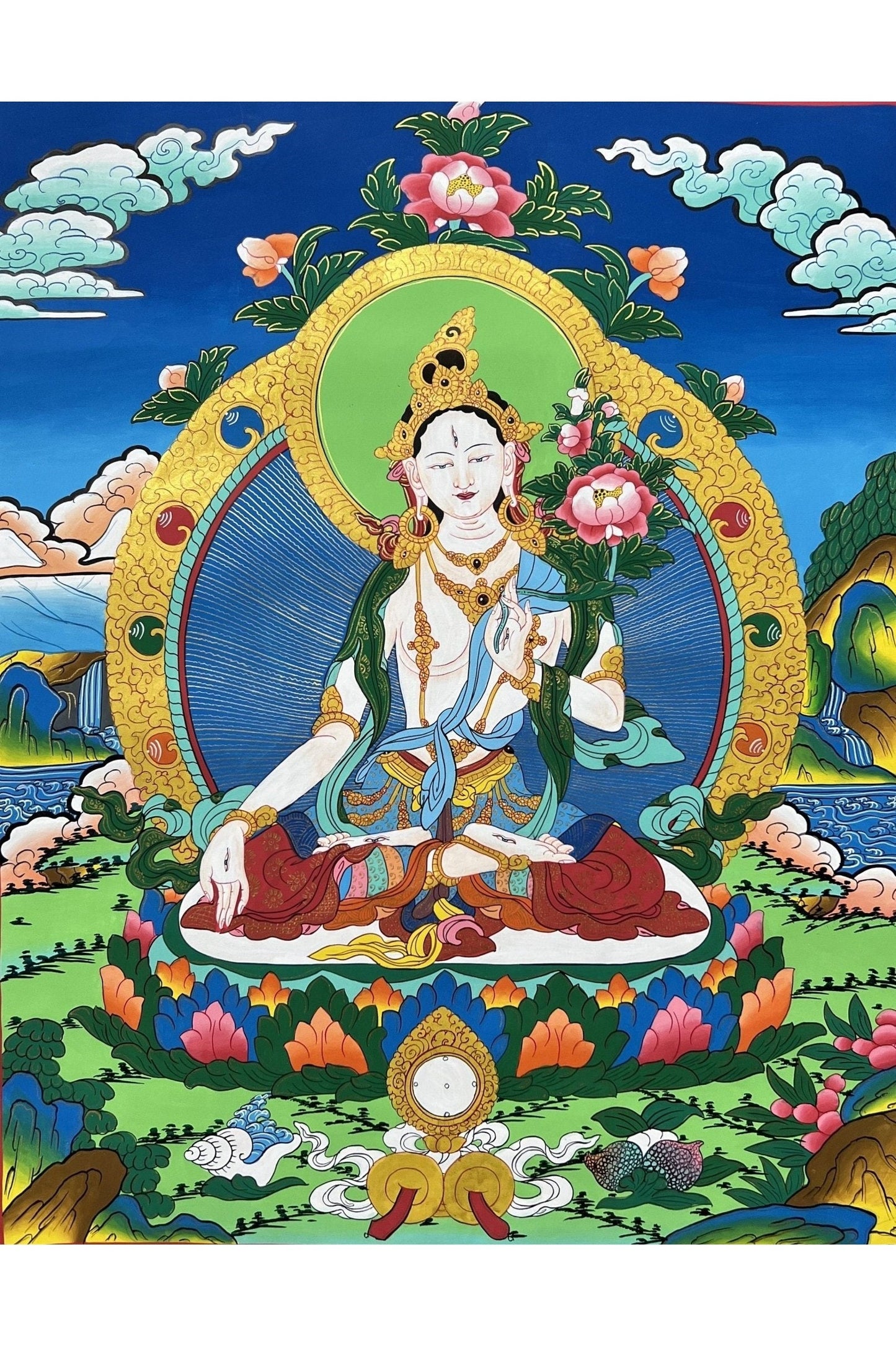 White Tara/Mother Tara/ Mother Goddess Master - Quality Tibetan Thangka Painting Original Hand - Painted Meditation Art - Tibetan Thangka Art