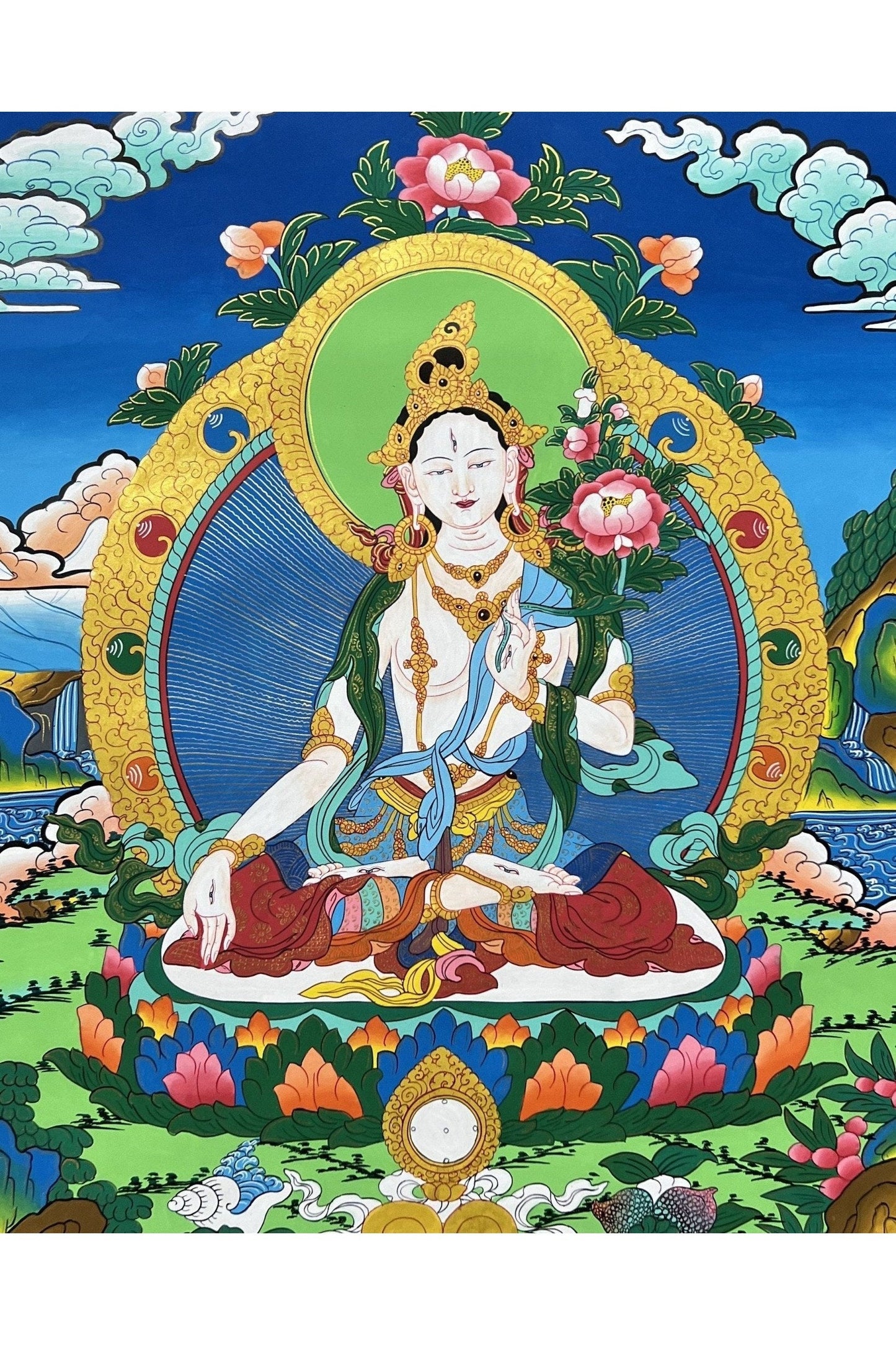 White Tara/Mother Tara/ Mother Goddess Master - Quality Tibetan Thangka Painting Original Hand - Painted Meditation Art - Tibetan Thangka Art