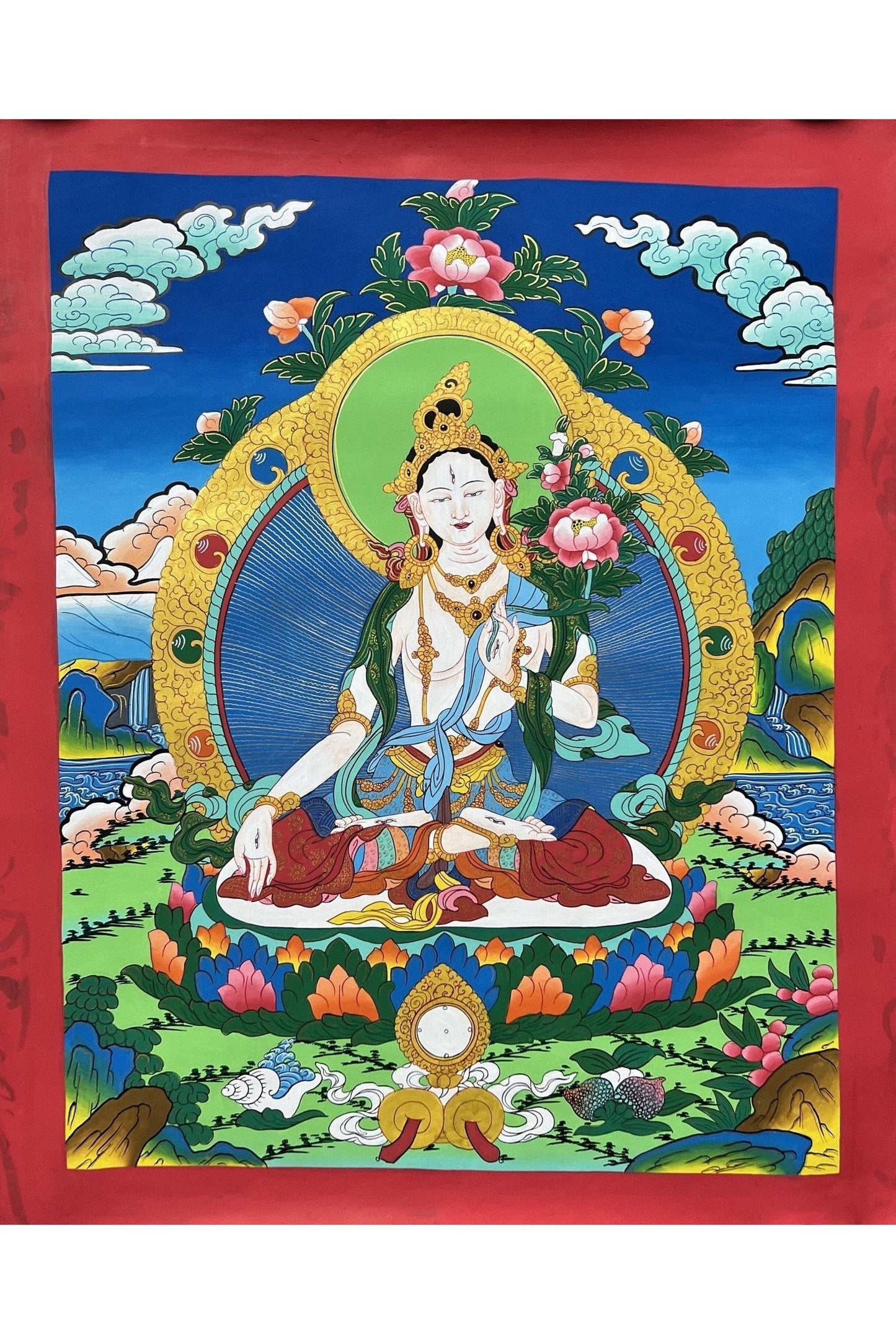 White Tara/Mother Tara/ Mother Goddess Master - Quality Tibetan Thangka Painting Original Hand - Painted Meditation Art - Tibetan Thangka Art