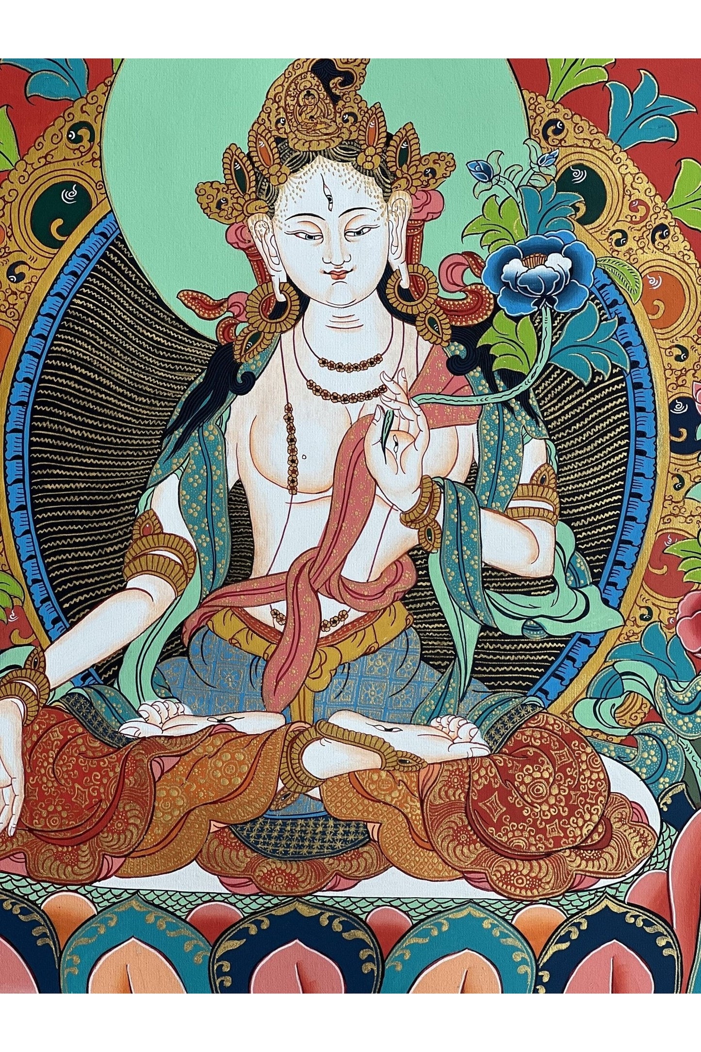 White Tara/Mother Tara/ Mother Goddess Masterpiece Tibetan Thangka Original Hand - Painting Buddhist Meditation Art - Tibetan Thangka Art