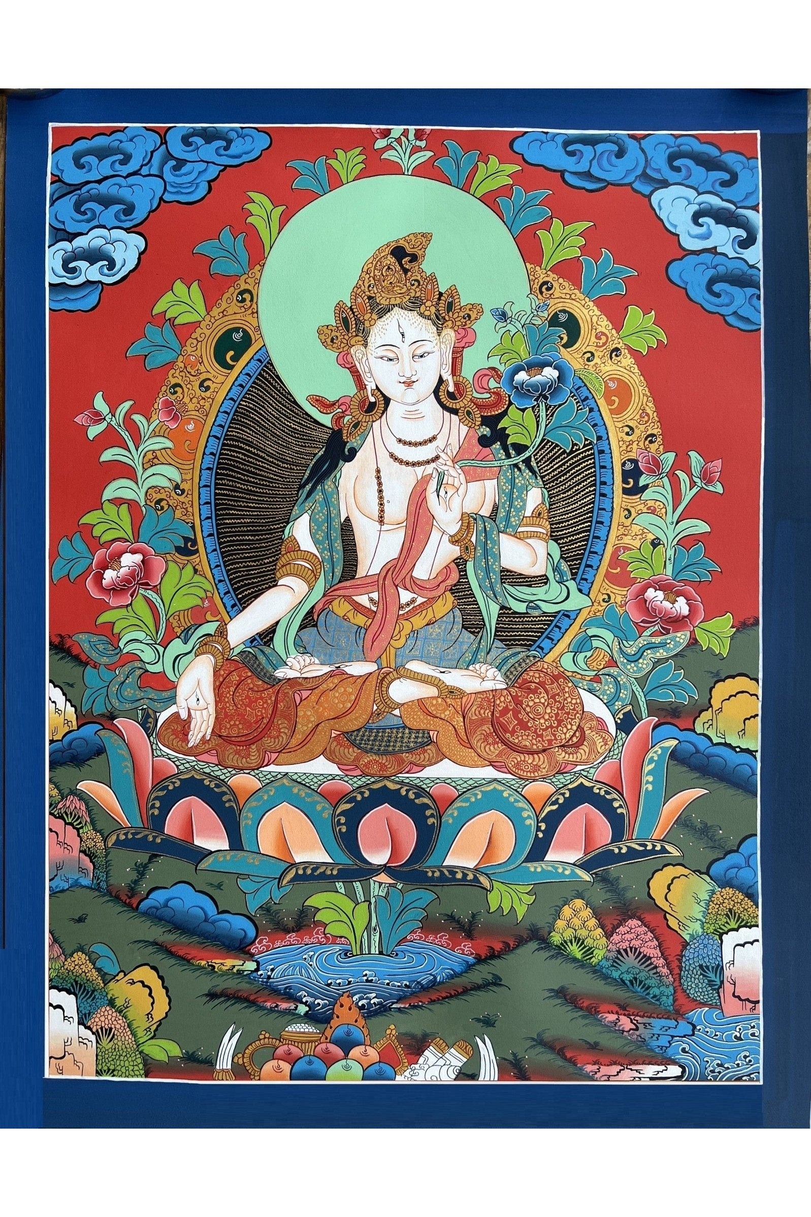 White Tara/Mother Tara/ Mother Goddess Masterpiece Tibetan Thangka Original Hand - Painting Buddhist Meditation Art - Tibetan Thangka Art