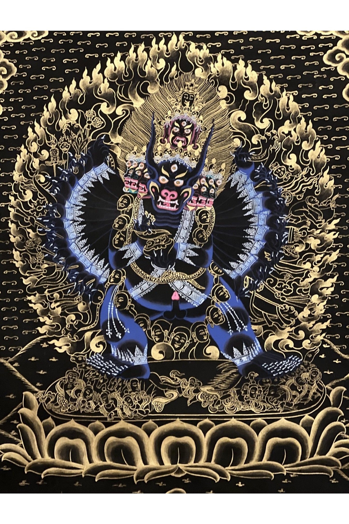 Yamantaka with Shakti - Vajrabhairava/ God of Protection Master Quality Large Tibetan Thangka Painting Original Hand Painted Buddhist Art - Tibetan Thangka Art